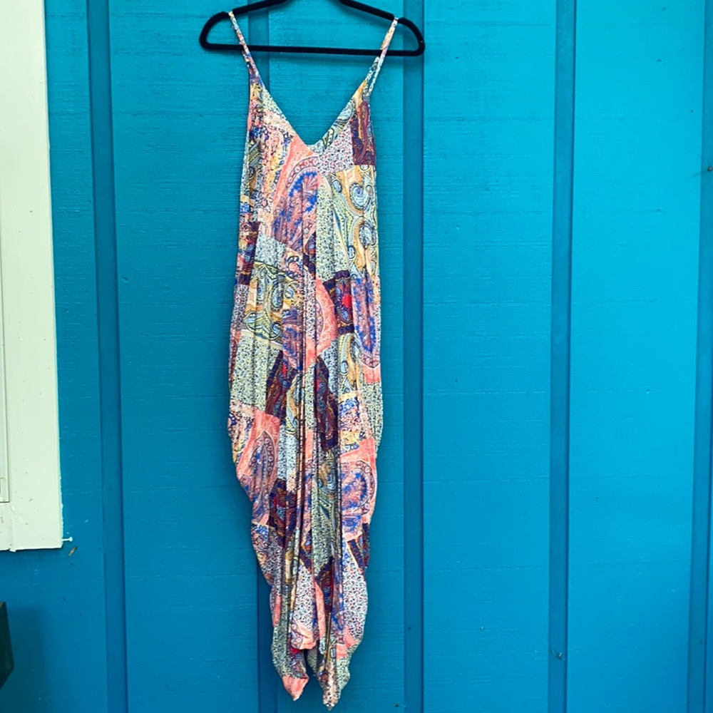 Patchwork paisley spaghetti strap dress